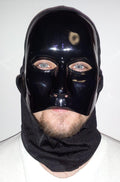 Cesar Plastic Black Knight  Mask with Attached Fabric
