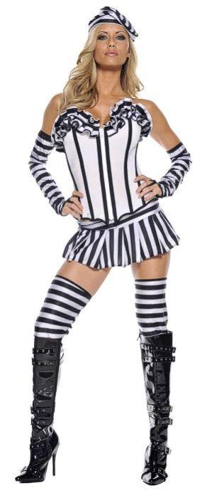 5 Piece Women's Man Slaughter Convict Adult Plus Size Costume 1X/2X