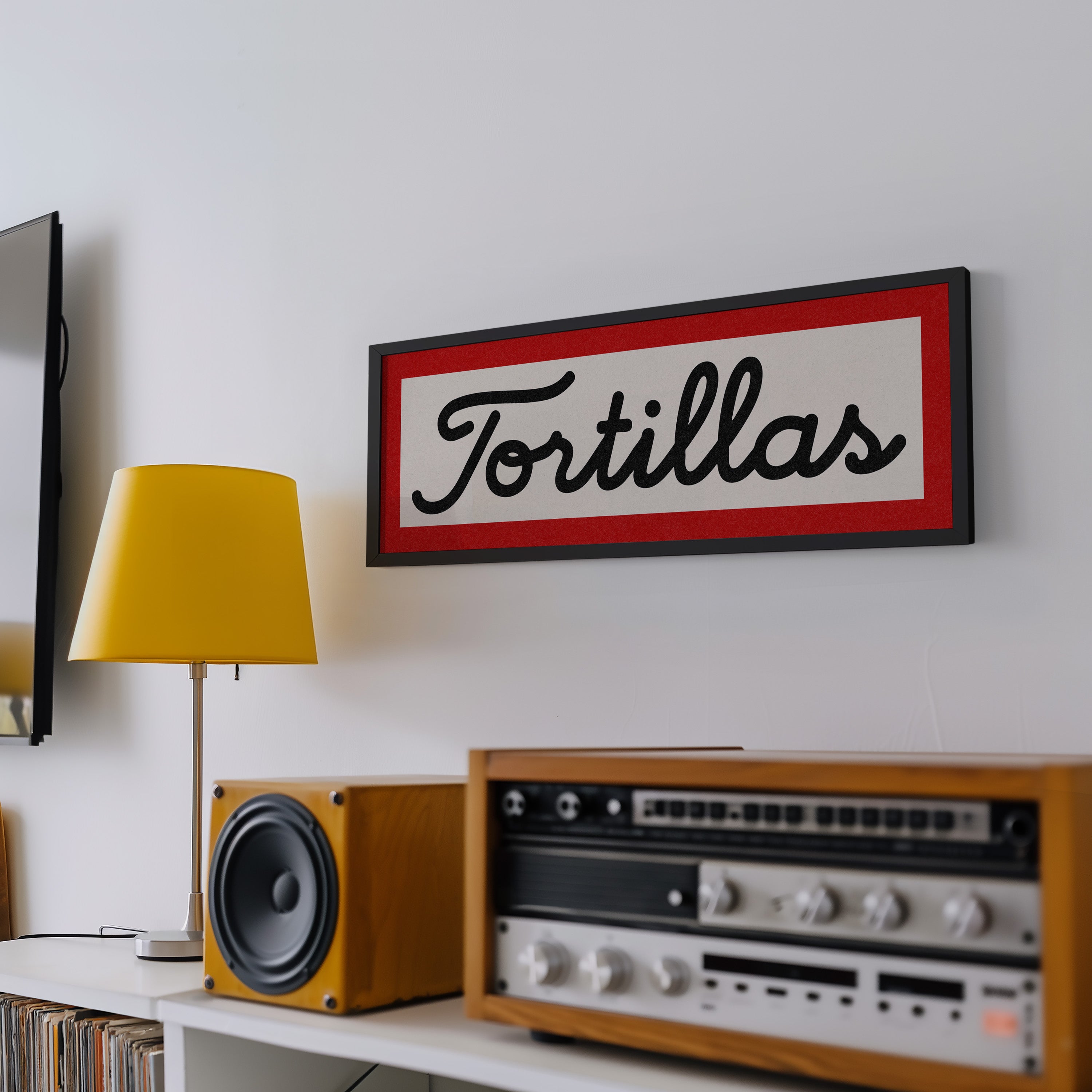 Framed Tortillas White Black Red Trim Art Print