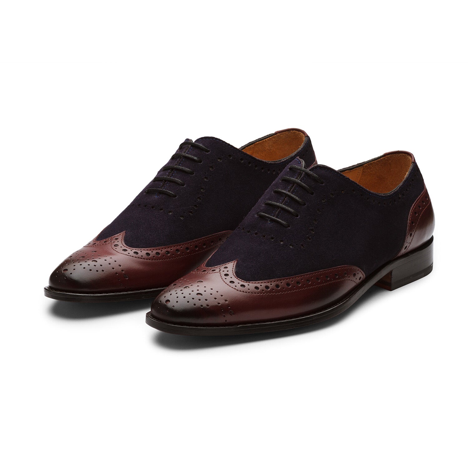 Wingtip Oxford // Burgundy + Navy Suede