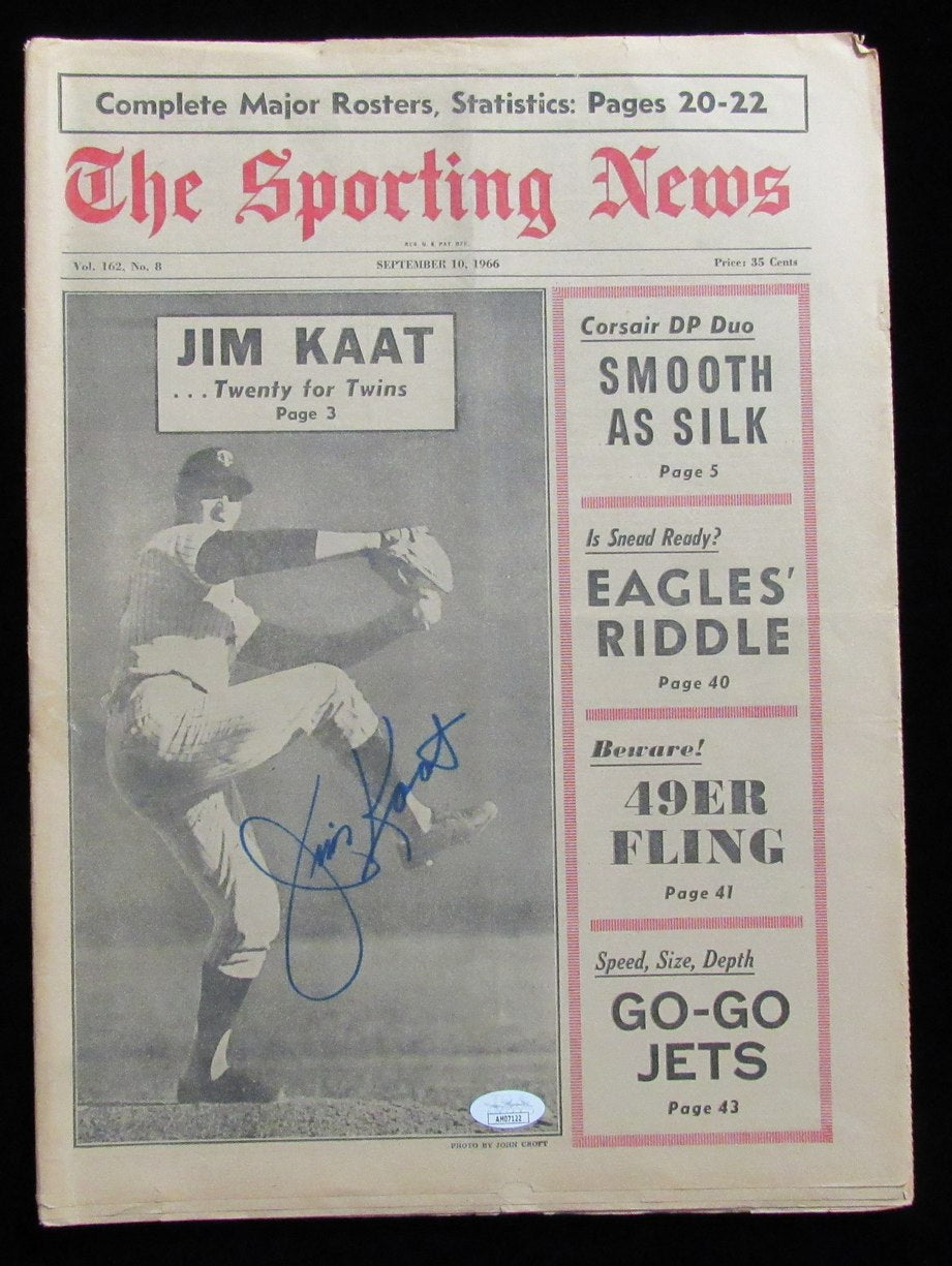 Jim Kaat HOF Autographed 1966 Sporting News Full Newspaper Twins JSA 182577