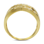 CZ Accent Stones Sterling Silver Gold Plated Crossover Halo Engagement Ring