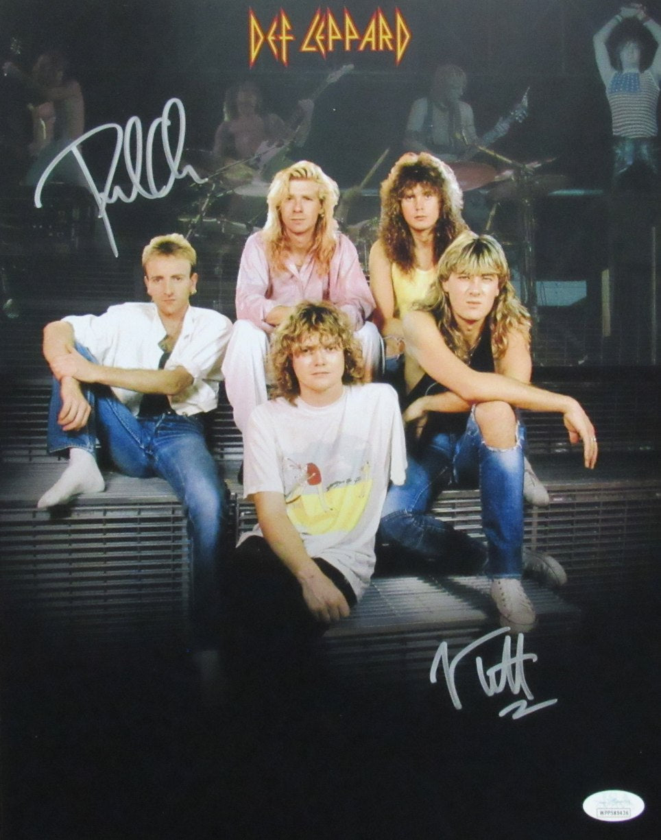 Joe Elliott Phil Collen Autographed 11x14 Photo Def Leppard GROUP JSA