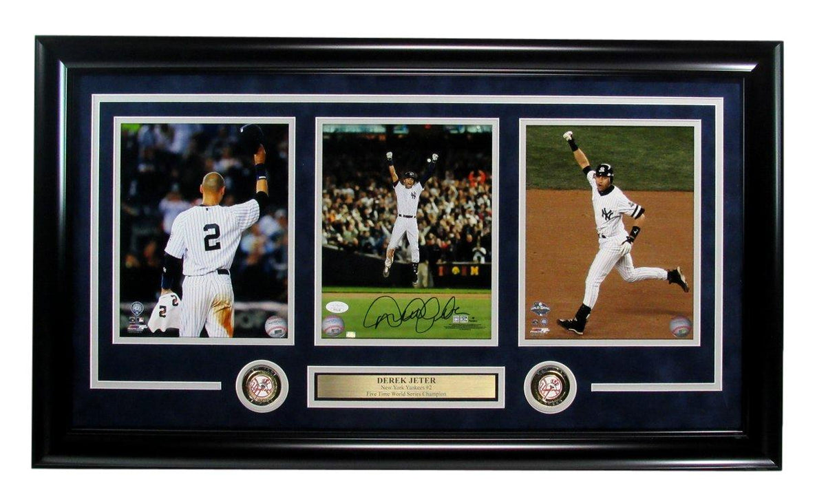 Derek Jeter HOF Autographed 8x10 Photo Collage Yankees Framed 188707