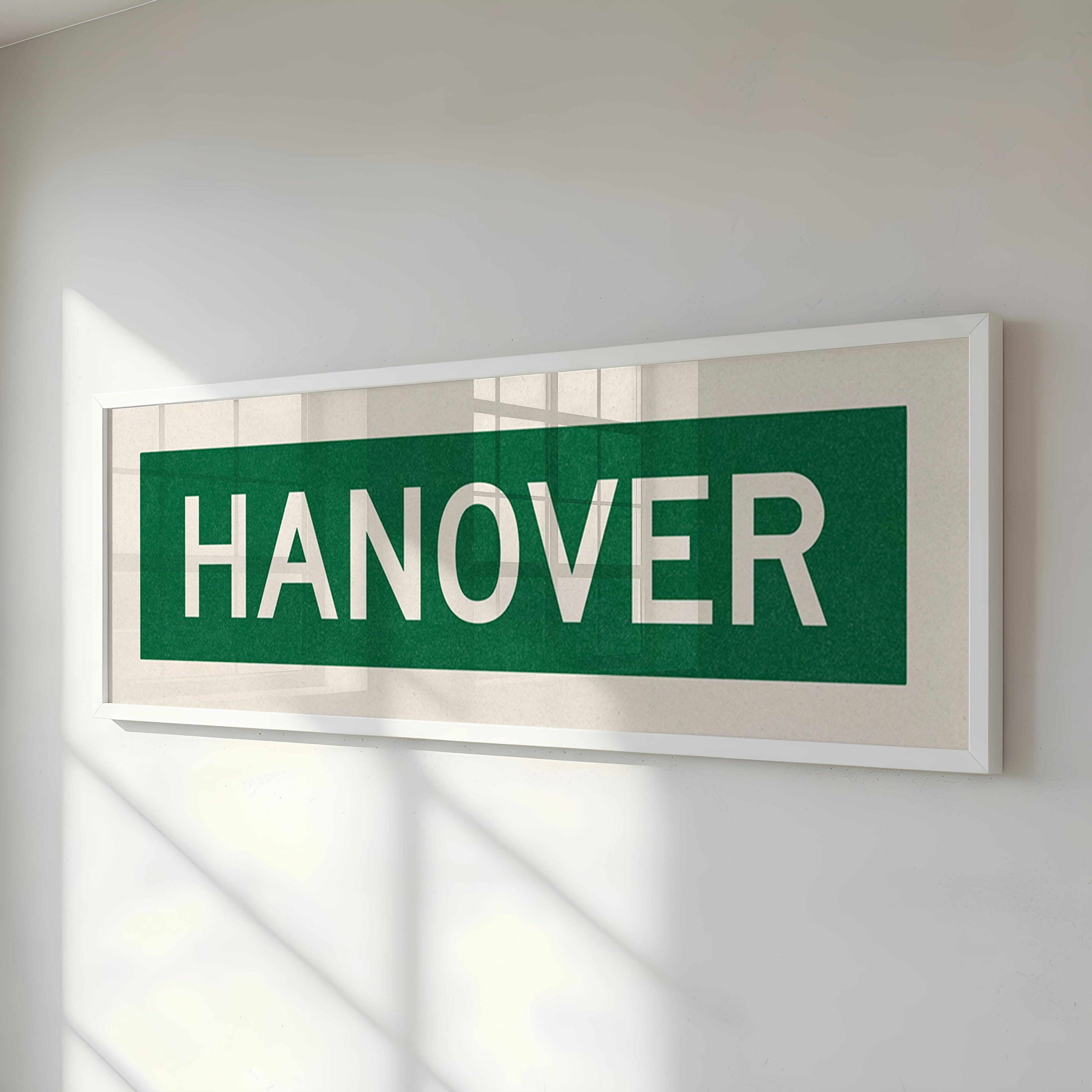 Framed Hanover Green and White Bus Scroll