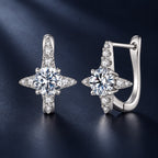 925 Sterling Silver White Gold Plated 0.50 Carat Moissanite Pavé CZ 1.3cm Earrings for Women