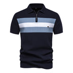 Textured Zippered Polo // Navy Blue