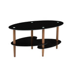 Oval Glass Coffee Table - Brown / Black