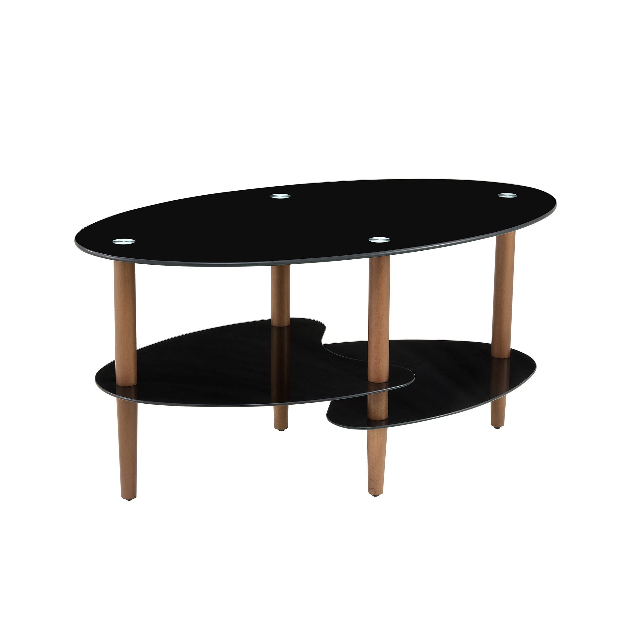 Oval Glass Coffee Table - Brown / Black