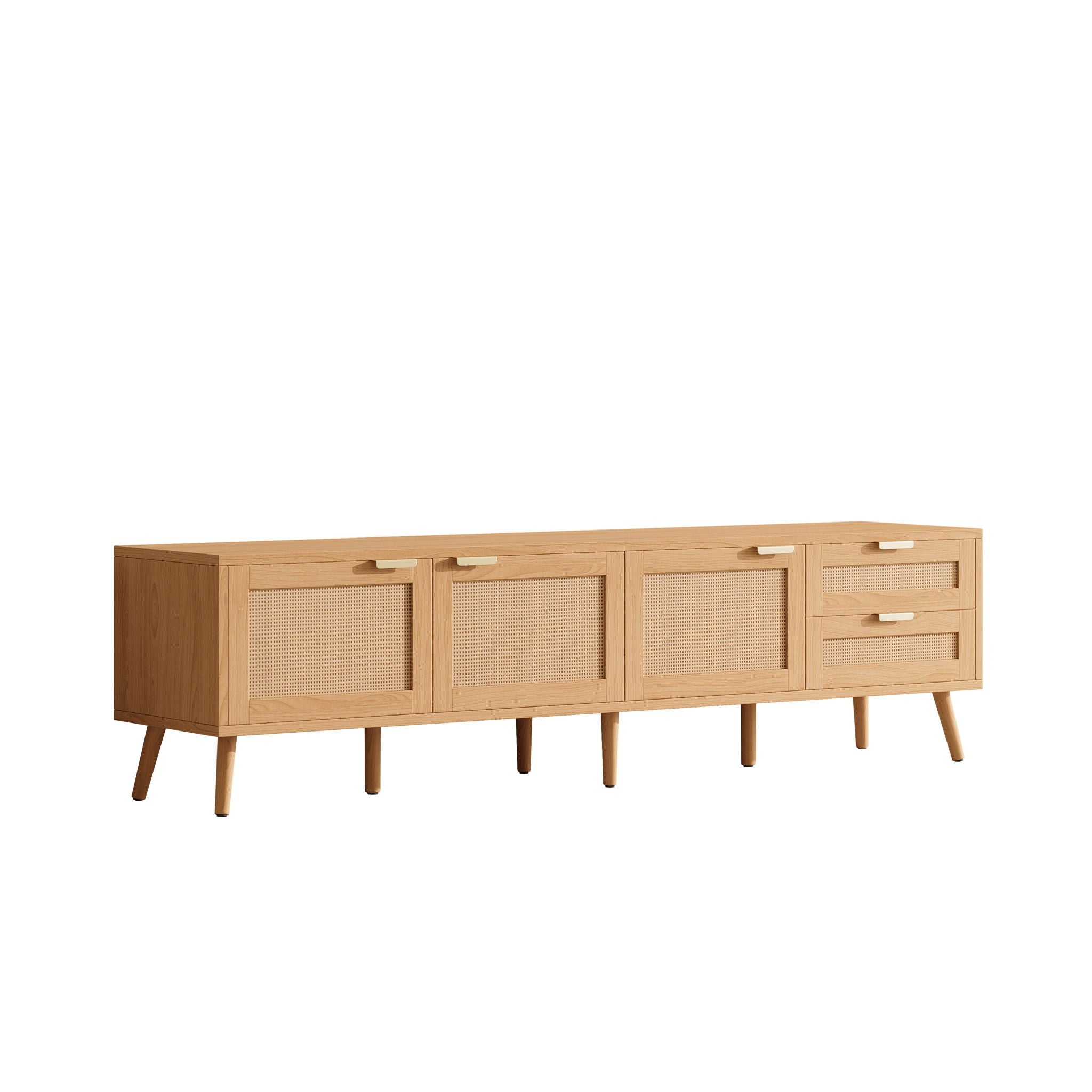 TV Stand, Media Console, 2 Drawers - Natural Wood