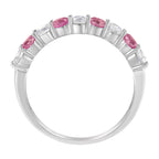 10KT White Gold 1/2 cttw Diamond and 3MM Created Blue Sapphire Gemstone Band Ring (H-I, I1-I2) - Size 7