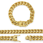 Cuban Link Chain Curb 18K Gold Plated Bracelet 8.5" Stainless Steel Jewelry For Men
