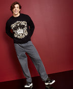Royalty by Maluma Men's Relaxed Fit Birdseye Jacquard Logo Sweater Black Size Small