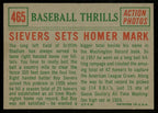 1959 Topps Baseball Roy Sievers Sets Homer Mark #465 Washington Senators