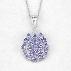 2.64 Carat Genuine Tanzanite and White Topaz .925 Sterling Silver Pendant