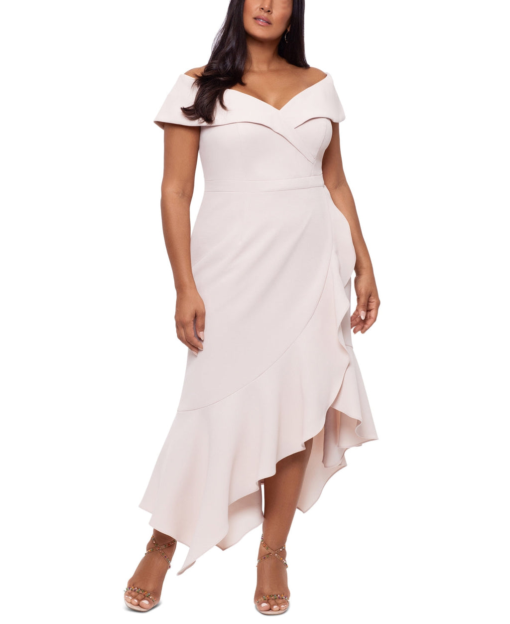 XSCAPE Women's Off The Shoulder Gown Pink Size 20W