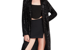 Steve Madden Show Stopper Sequin Duster Jacket Black