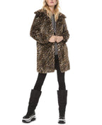 Michael Kors Women's Tiger Stripe Faux Fur Coat Brown Size XXL