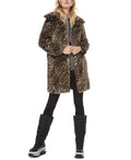 Michael Kors Women's Tiger Stripe Faux Fur Coat Brown Size XXL