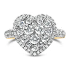 14K Yellow Gold 1 1/2 Cttw Diamond Heart Shaped Composite Ring (H-I Color, SI2-I1 Clarity) - Ring Size 7