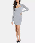 GUESS Women's Allison Cutout Sweater Dress Gray Size X-Large