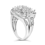 Sterling Silver 1.0 Cttw Diamond Swirl Cluster Cocktail Ring