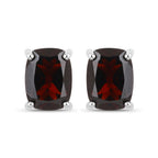 18K White Gold Plated 3.50 Carat Genuine Garnet .925 Sterling Silver Earrings