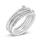 Sterling Silver 3/8 Cttw Diamond Bezel and Pave Set Stackable Ring Set