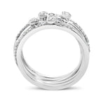 Sterling Silver 3/8 Cttw Diamond Bezel and Pave Set Stackable Ring Set
