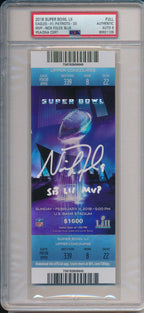 Nick Foles Signed/Inscr 2018 Super Bowl 52 LII FULL Ticket PSA/DNA AUTO 9 190094