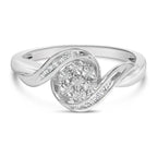 Sterling Silver 1/10 Cttw Diamond Bypass Cluster Ring