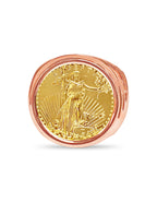 Fancy Solid White/Yellow/Rose Gold Handmade Coin Ring , 1/4oz Coin ,
