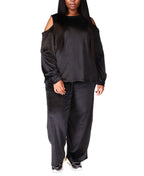 Michael Kors Women's Cold Shoulder Velour Sweatshirt Black Size 0X