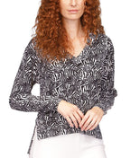 Michael Kors Women's Zebra Drop Hem Sweater Black Size X-Large