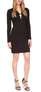 Michael Kors Women's Cut Out Long Sleeve Dress Black Size Small