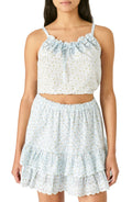 Lucky Brand Women's Printed Tie Front Camisoles Tank Top Blue Size Large