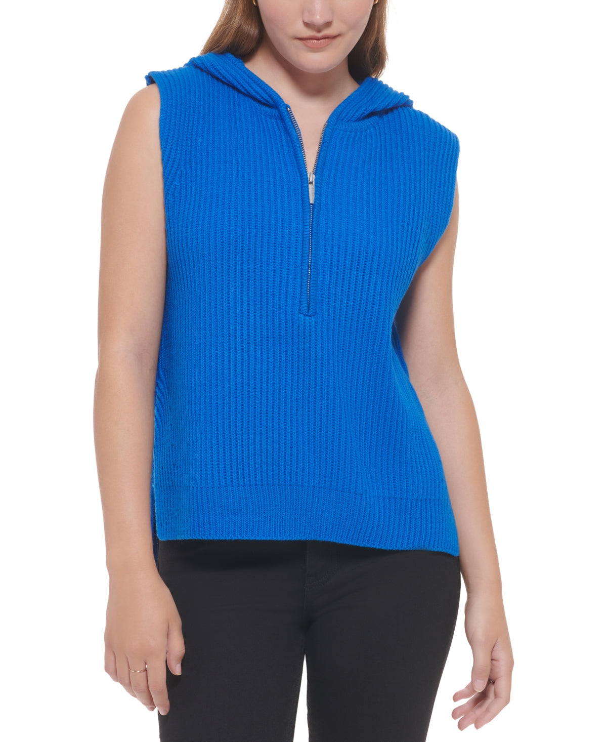 Calvin Klein Women's Ribbed Sleeveless Top Blue Size Small