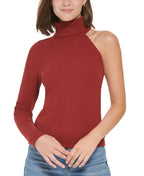 Calvin Klein Women's One Shoulder Turtleneck Top Red Size X-Large