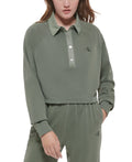 Calvin Klein Women's Cotton Polo Sweatshirt Green Size X-Large