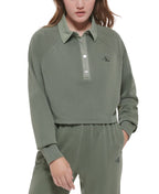 Calvin Klein Women's Cotton Polo Sweatshirt Green Size X-Large