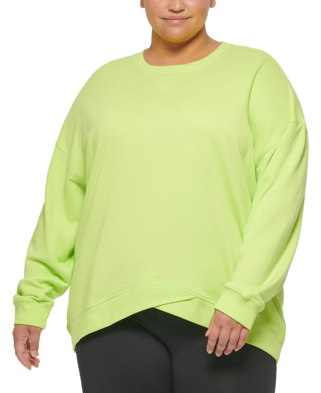 Calvin Klein Women's Dropped-Shoulder Sweatshirt Green Size 2X