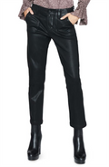Paige Mayslie Coated Straight Leg Pants, Black Luxe, Size 31