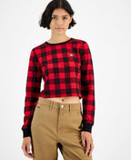 Tommy Jeans Women's Buffalo Plaid French Terry Sweatshirt Red Size X-Large