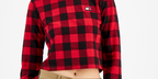 Tommy Jeans Women's Buffalo Plaid French Terry Sweatshirt Red Size X-Large