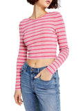 Tommy Jeans Women's Back Cutout Striped Ribbed Top Pink Size X-Large