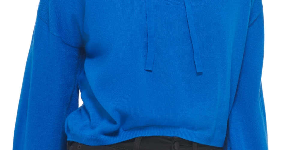 Calvin Klein Jeans Women's Hooded Bell-Sleeve Top Blue Size X-Large
