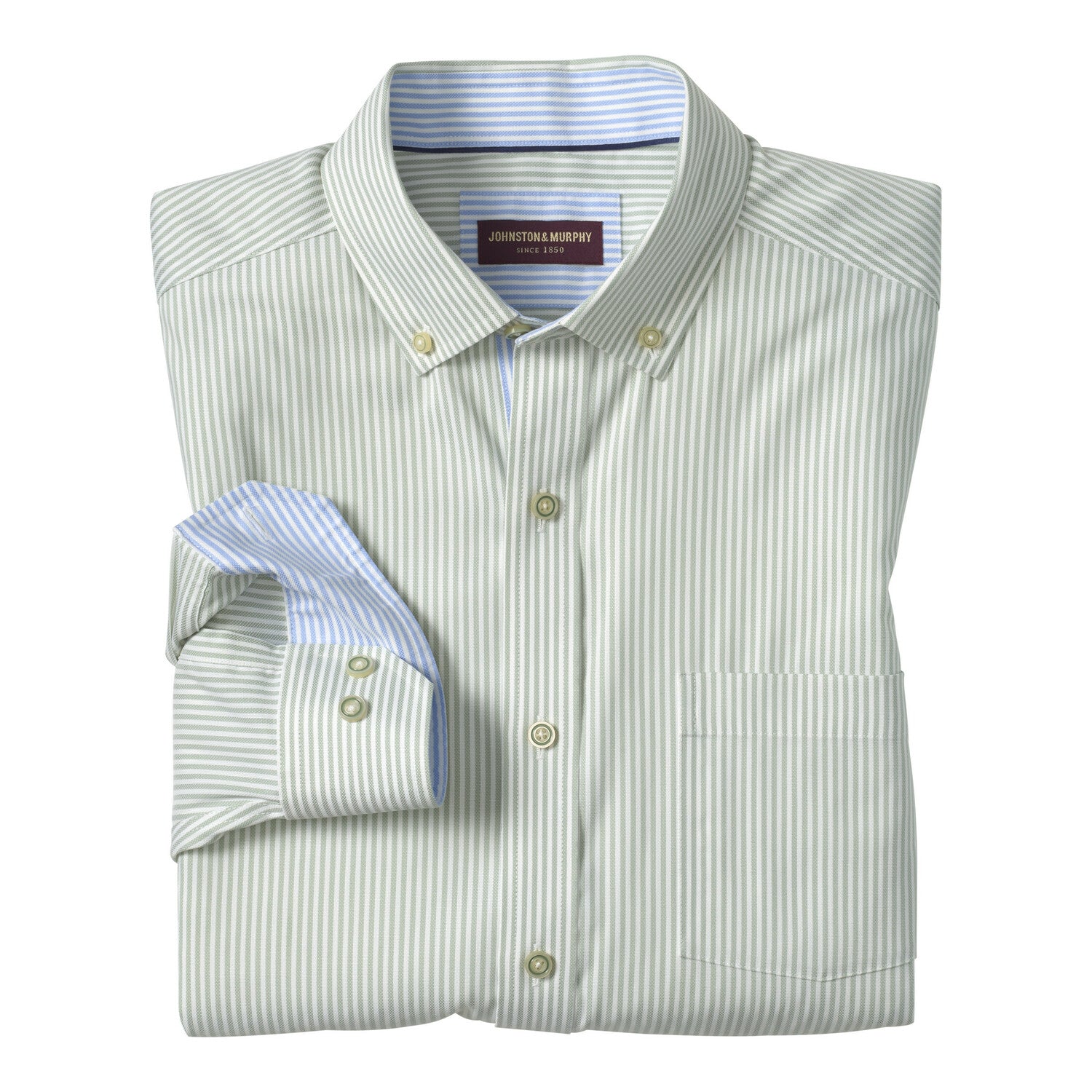 Ovation Non-Iron Oxford Shirt // Green Striped Oxford