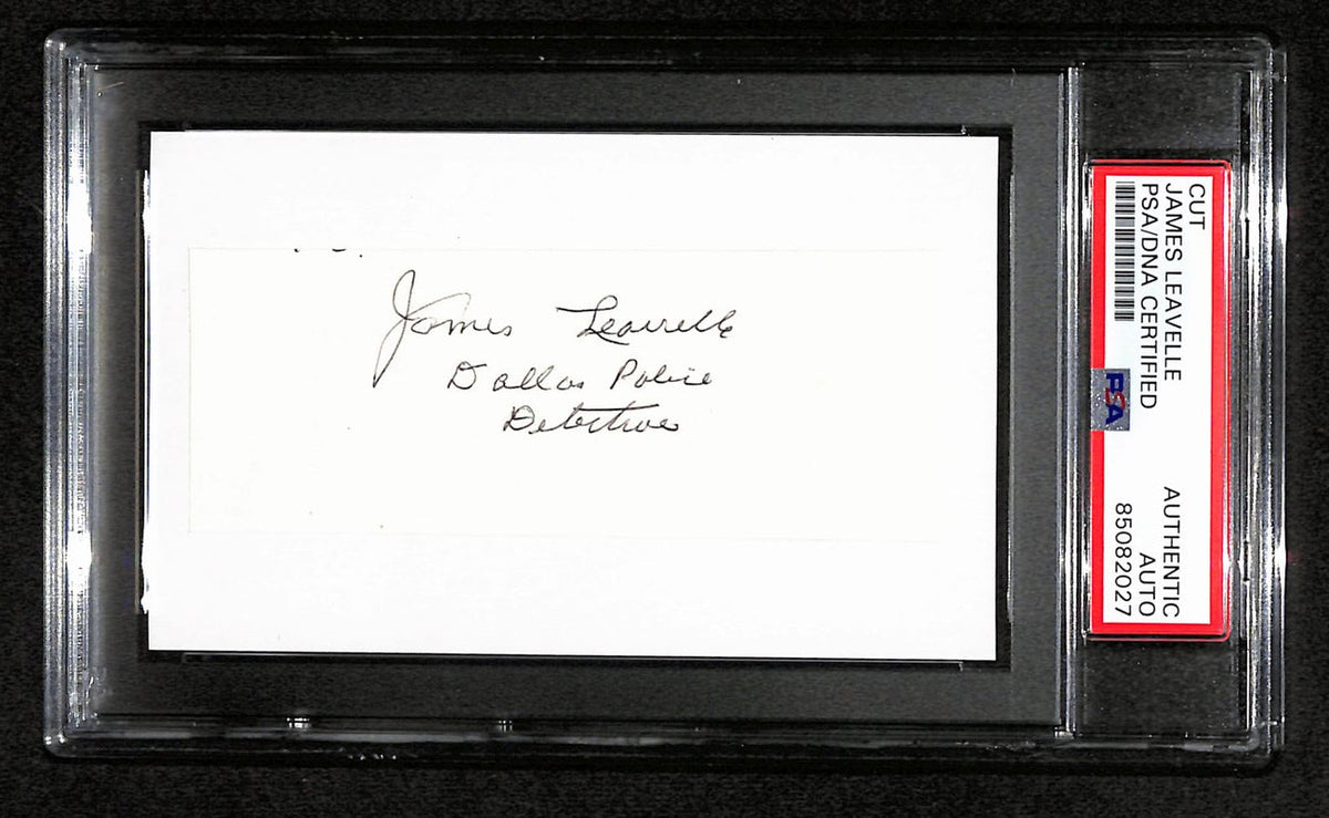 James Leavelle Signed/Inscr Cut on 3x5 Index Card Police Officer PSA/DNA 184277