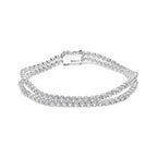 18K White Gold 5 3/5 Cttw Natural Diamond Double Row Link Tennis Bracelet (G-H Color, VS1-VS2 Clarity) - 7" Inches