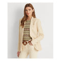 Lauren Ralph Lauren Womens Beige Pocketed Lined Striped Wear To Work Blazer Jacket 10 - All